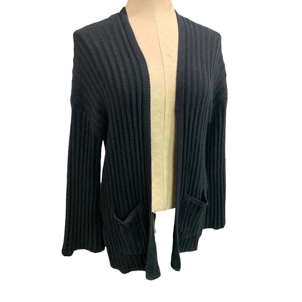 XS American Eagle‎ Womens Black Ribbed Open Cardigan Sweater